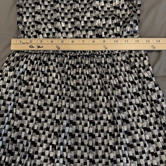 NWT‎ ZARA Black and Silver Metallic Party Mini Dress Waist Ruffle Size Small - Picture 12 of 14